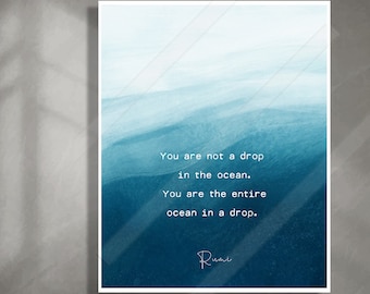 Rumi Quote Watercolor Art Print: Inspirational Ocean Poem
