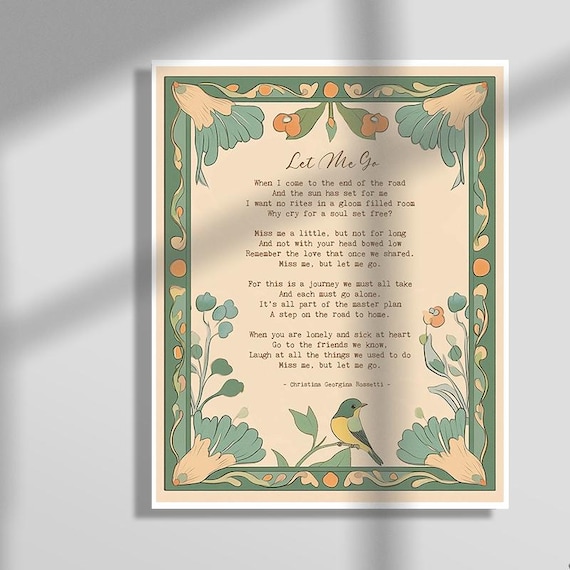 洋書 Poems - Christina G Rossetti 1891Vintage Christina Rossetti Poem Print: Let Me Go, Love & Memory - Framed