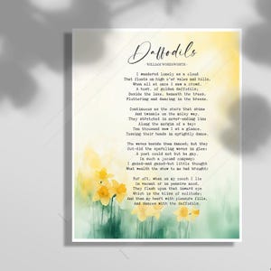 Żonkile Wiersz Ścienny Sztuka Williama Wordswortha Poezja Wydruk Inspirujący Natura Sztuka Żółty Kwiat Sztuka Literacki Prezent dla Miłośnika Książek Wystrój Domu