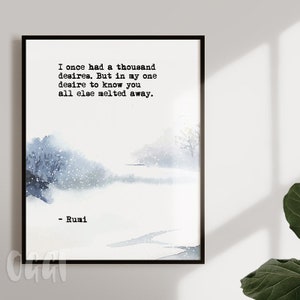 Rumi Love Quote Watercolor Art Print - Anniversary Gift