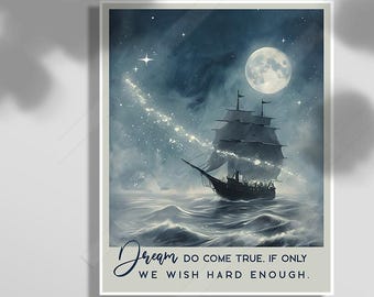 Lámina artística del barco pirata de Peter Pan – Decoración de Nunca Jamás de ensueño