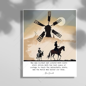 Don Quixote Quote One man scorned and covered with scars-inspired by Miguel de Cervantes&#39;s novel Don Quixote -Office Decor - Graduation Gift