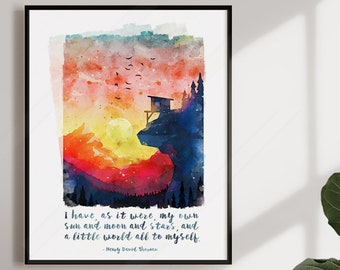 Henry David Thoreau Quote Art Print  - Inspirational Quote - Nature Wall Decor -A little world all to myself - Man Cave Art -Print or Canvas