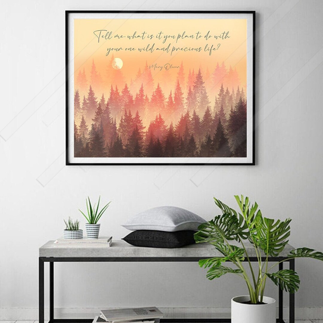 Mary Oliver Wild and Precious Life Quote Art Print tell Me What is It You Plan to Do With Your