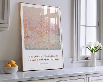 Carl Jung Quote Print: Become Who You Truly Are Wall Art, Inspirational Therapy Decor