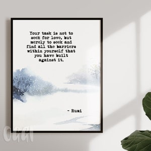 Deine Aufgabe ist es nicht, nach Liebe zu suchen...Rumi Romatisches Zitat Kunst - Inspiration Zitat - Rumin Zitat Druck