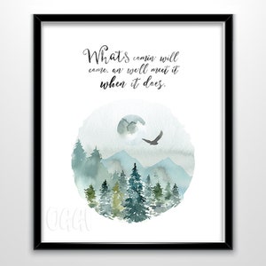 What&#39;s coming will come Hagrid Quote - Watercolor Art Print - Christmas Gift