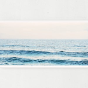 Colourful Ocean Panoramic Wall Art, Horizontal Ocean Print Digital Art, Ocean Waves Photography, Surf Print, Beach Landscape Canvas Print