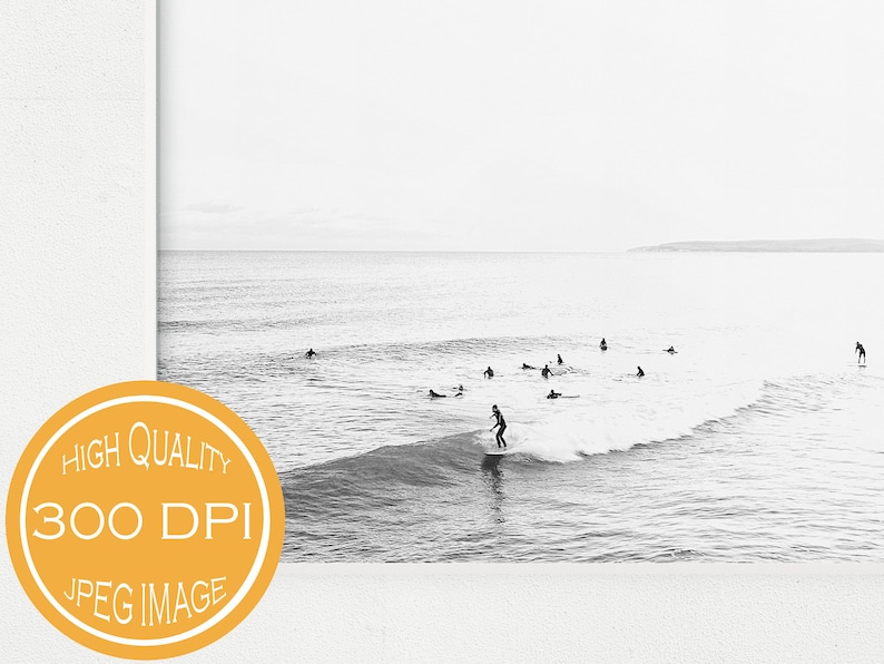 Printed Black and White Surf Wall Art Ready to Hang Vintage Etsy