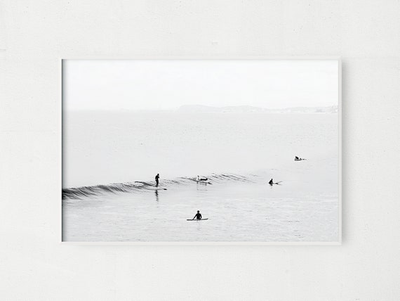 Black and White Vintage Surf Print Large Beach Photo Canvas | Etsy