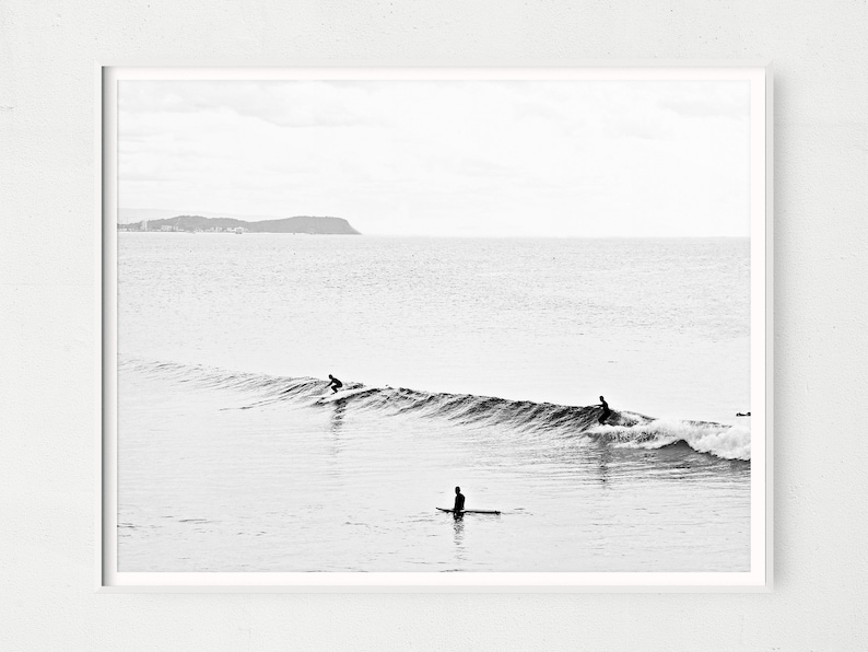 Black and White Longboard Surf Wall Art Minimalist Surfing Etsy