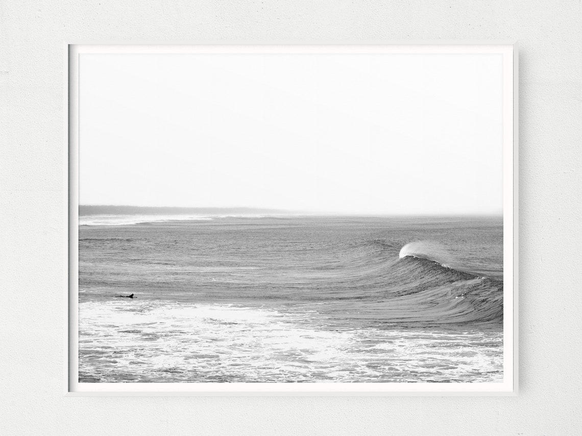 Black and White Surfing Poster Minimalist Ocean Wall Art - Etsy