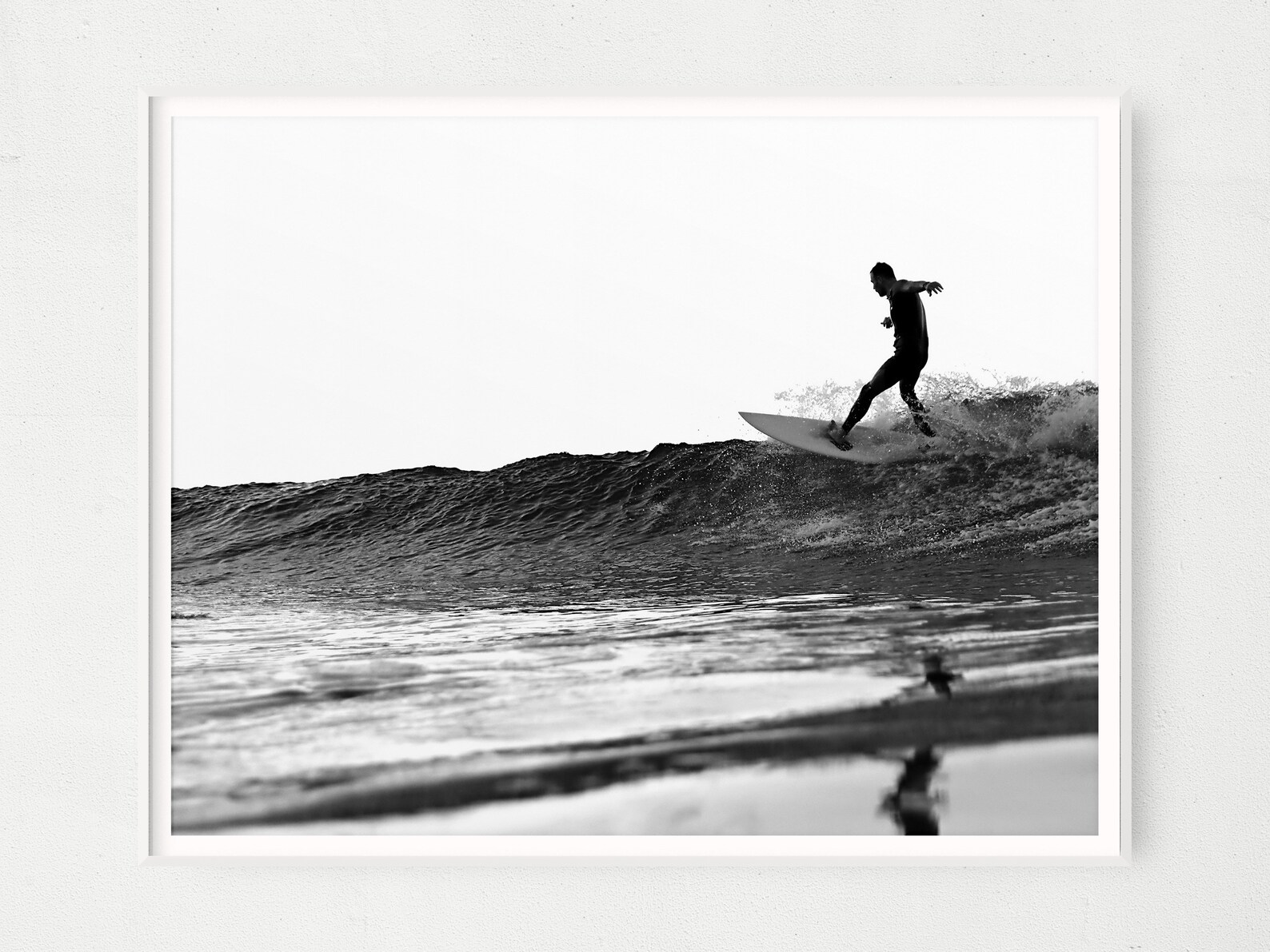 Minimalist Black and White Surfing Print Monochrome Ocean - Etsy Australia