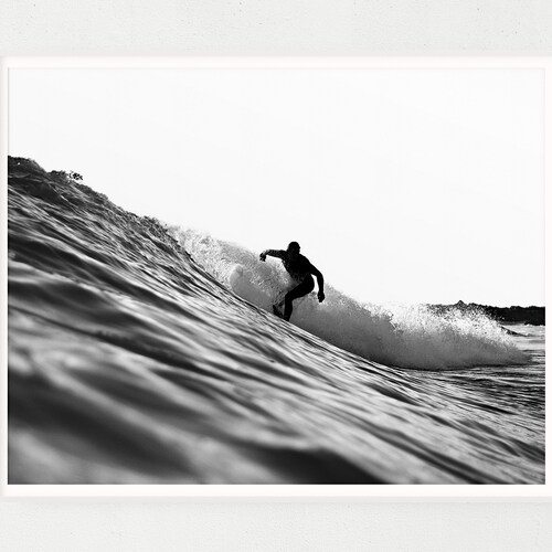 Black and White Surf Poster Print Landscape Beach Print - Etsy