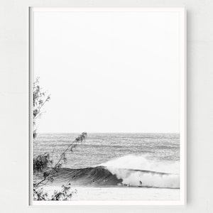 Schwarzweiß Surfing Wand Kunst Kalifornien digitaler Download Ozeanwelle Fotografie Minimalist Küsten Druck Strand Wohnkultur
