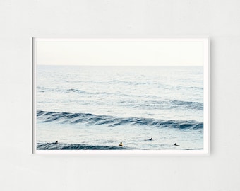 Blue Ocean Waves Photography Print: Minimalist Coastal Decor (Digital Download