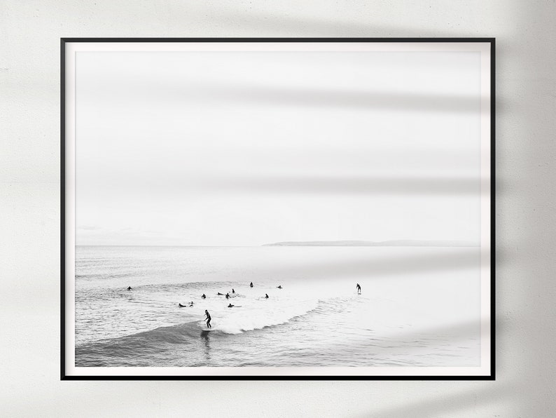 Printed Black and White Surf Wall Art Ready to Hang Vintage Etsy
