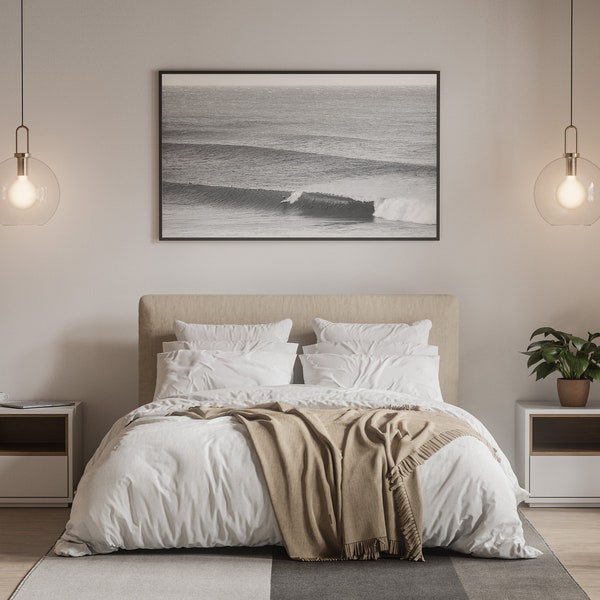 Black and White Surf Wall Art - Large Format Surf Poster Digital Download, Prints Available, Perfect Wave Photograph for Beach House Decor