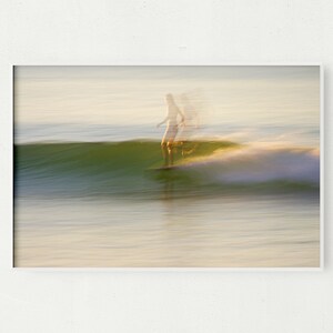 Sunset Surfer Girl Poster, Large Color Ocean Surfing Wall Art, Abstract Art Set, Boho Wall Art, Female Surf Summer Print