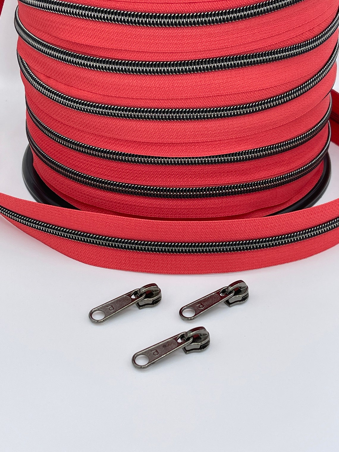 1 m Endless Zipper Wide Metallized Red Titanium 3 Zipper Etsy