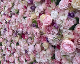 4 stuks kunstbloemenwand, rozenwand, 40 x 60 cm, kunstbloemenpaneel voor achtergrond, decoratie, bruiloft, feest, woondecoratie