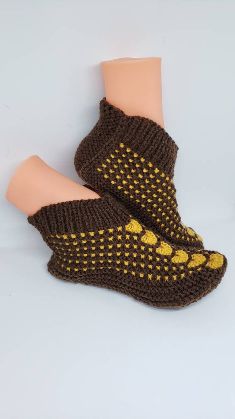 Slippers 8-9 shoe size Medium size Crochet At Home Socks Hand Made Knitted