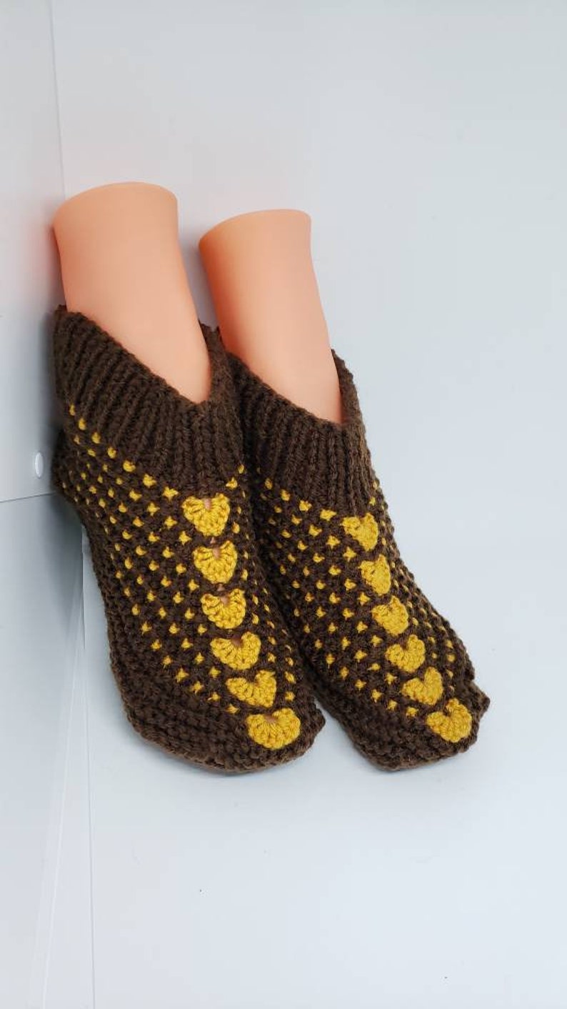 Slippers 8-9 shoe size Medium size Crochet At Home Socks Hand Made Knitted