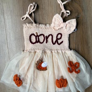 Custom Birthday Outfit  | First Birthday | Thanksgiving | Pumpkin | Embroidered | Halloween | Custom | One | Baby Fall Dress | Pie