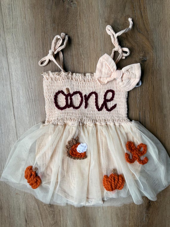 Custom Birthday Outfit | First Birthday | Thanksgiving | Pumpkin | Embroidered | Halloween | Custom | One | Baby Fall Dress