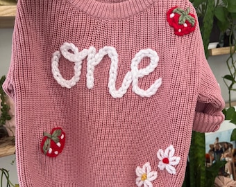 Embroidered Birthday Sweater | Baby Birthday | Toddler Birthday | Mickey | Two | One | Minnie | Custom Birthday Outfit | Number | Disney