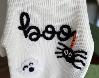 Suéter de Halloween / Bordado a mano / Niño / Niña / Traje de bebé / Fiesta infantil / Regalo de baby shower / Recuerdo / Traje de bebé personalizado