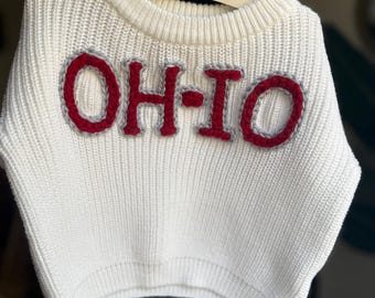 Custom Baby Sweater, Hand Embroidered Toddler Outfit, UCLA Sports, Football, College, Custom Baby Gift | SKOL Vikings | Trojans