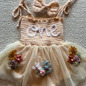 Custom Birthday Tulle Dress Romper | Strawberry Wildflower One Outfit