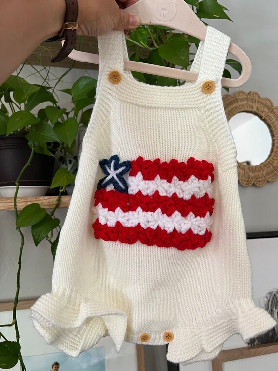 4th of July Baby Girl Holiday Outfit | Custom Romper | Hand Embroidered | Toddler | Custom Outfit | Fourth of July Romper | Kids Summer