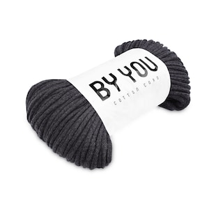 Macrame Cord 5mm CHARCOAL 100m By You, 5mm Cotton Rope 5mm, Cotton Macrame Cord, Chunky Cotton Yarn, Thick Cotton Cord