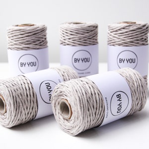 3mm Macrame Cord, Twisted Cotton Cord OATMEAL 100m By You, 3mm Twisted Cotton, Twisted Cotton String For Macrame, Thick Cotton Cord