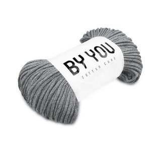 Macrame Cotton Cord DARK GREY 100m By You, 5mm Cotton Rope 5mm, Cotton Macrame Cord, Crochet Cotton Yarn, Thick Cotton Cord
