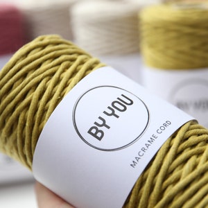 3mm Macrame Cord GOLDEN KIWI 100m By You, 3mm Twisted Cotton Rope 3mm, Twisted Cotton Cord For Macrame, Thick Cotton Cord