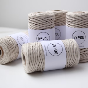 3mm Macrame Cotton Cord BEIGE 100m By You, 3mm Twisted Cotton Macrame Rope 3mm, Twisted Cotton String For Macrame, Macrame supplies