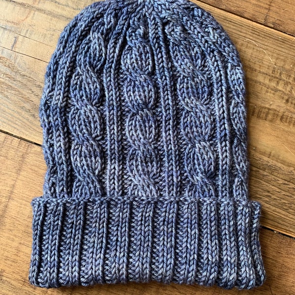 Chunky Cable Knit Hat -- 100% Merino Wool