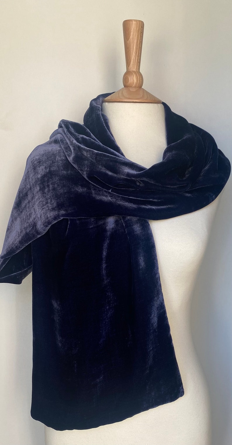 Midnight Blue Silk Velvet Scarf Etsy