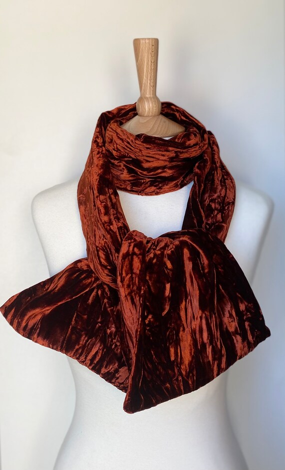 Rust Crushed Velvet Scarf - Etsy