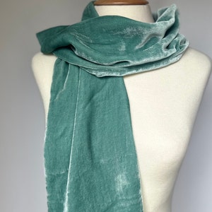 Duck egg Silk Velvet Scarf