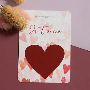 Carte à gratter "Je t'aime" à personnaliser vous-même - thème multi-coeurs