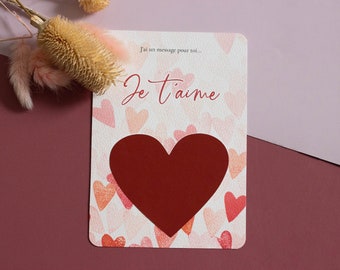 Carte à gratter "Je t'aime" à personnaliser vous-même - thème multi-coeurs