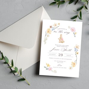 Baby shower Invitation, bunny baby shower, Editable, baby shower Invite, girl shower invitation, baby celebration, some bunny baby shower