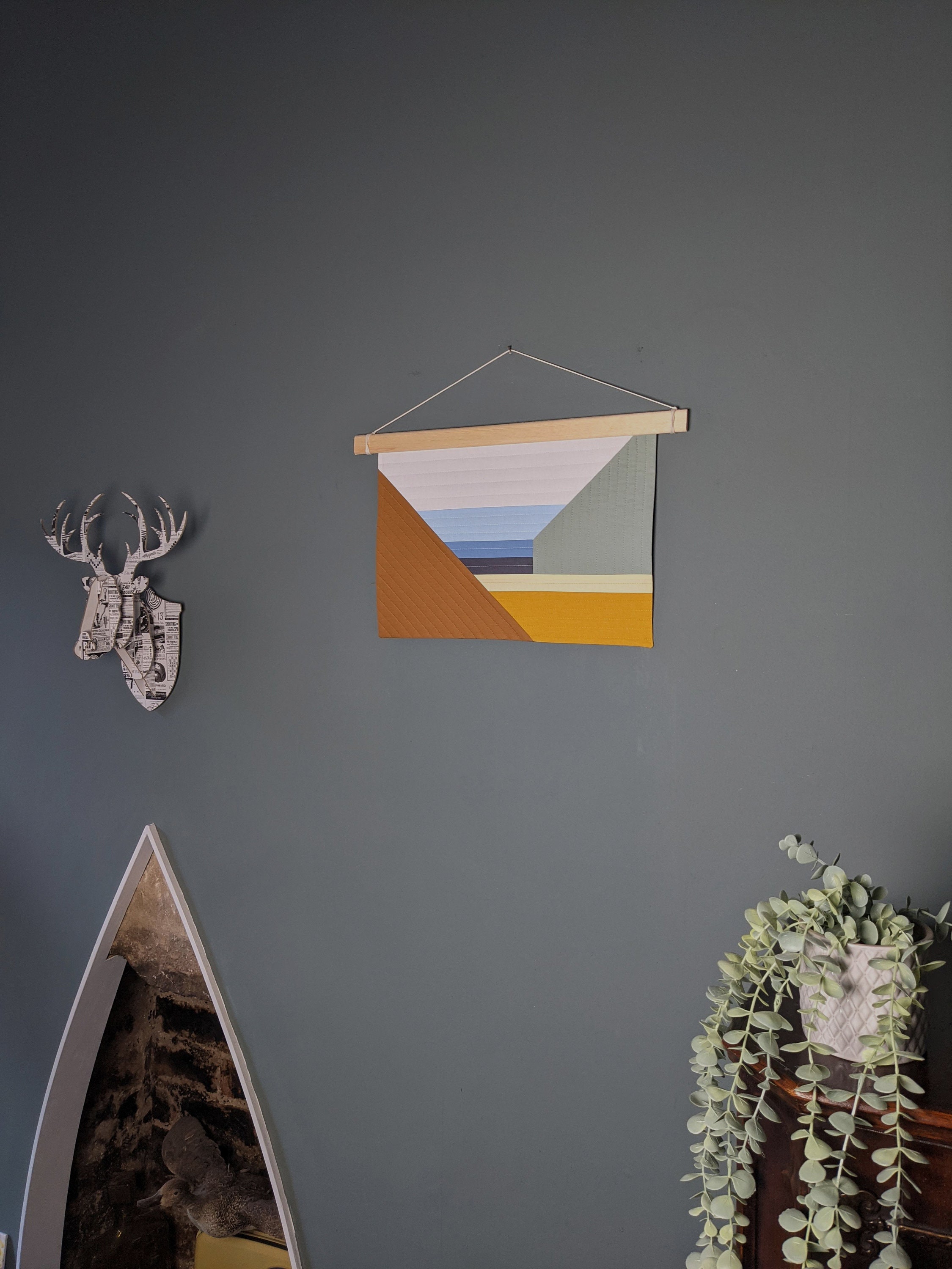 Contemporary Textile Wall Hanging Modern quilted geometric Etsy