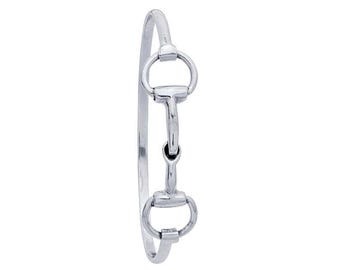 925 Sterling Silver Horsebit Bangle Bracelet
