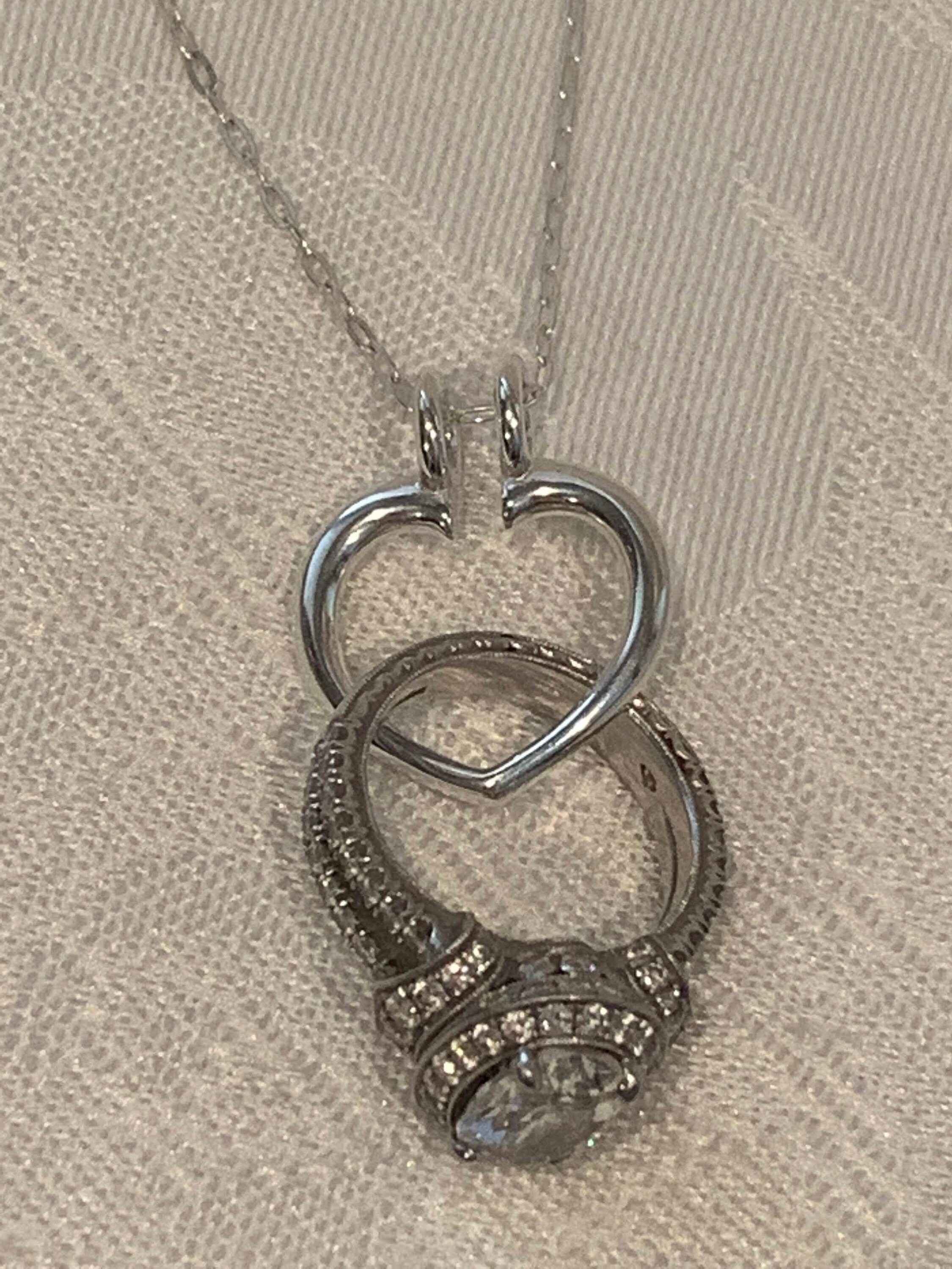 Ring Charm Holder Keeper Heart Shape Pendant Necklace - Etsy