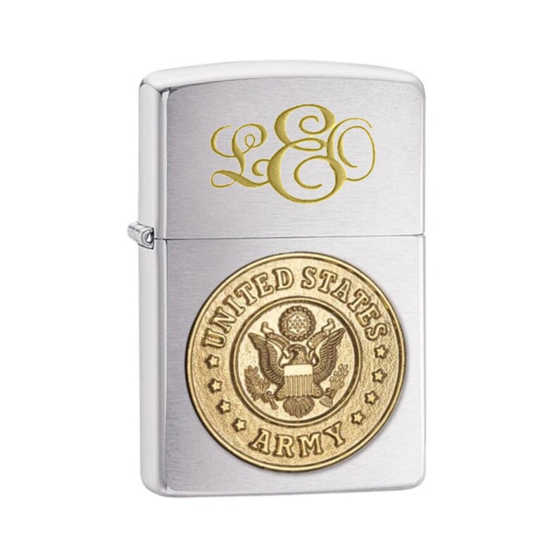 Engravable Zippo US Army Emblem Initials Monogram Personalized Etsy